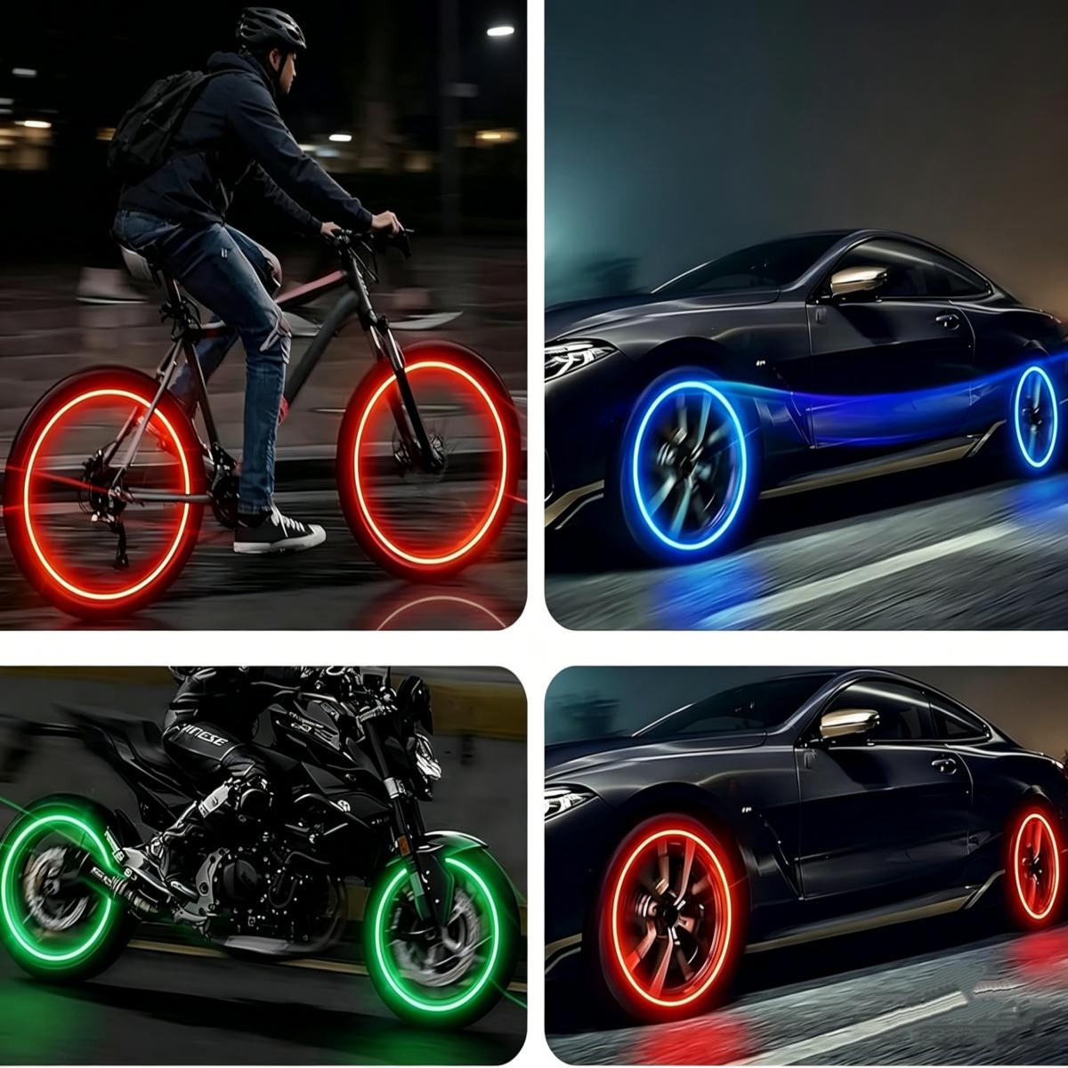 LED Tire Valve Caps - Waterproof, Vibration-Sensitive Wheel Lights for Cars, Bikes & Motorcycles