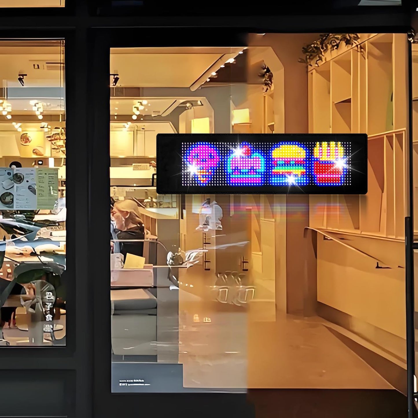 LED Sign, 15''X4'' Programmable LED Sign with Bluetooth APP Control - Huge Bright Scrolling Text/Animations for Car, Store, Christmas Advertising (Pre-Made & Custom Modes)
