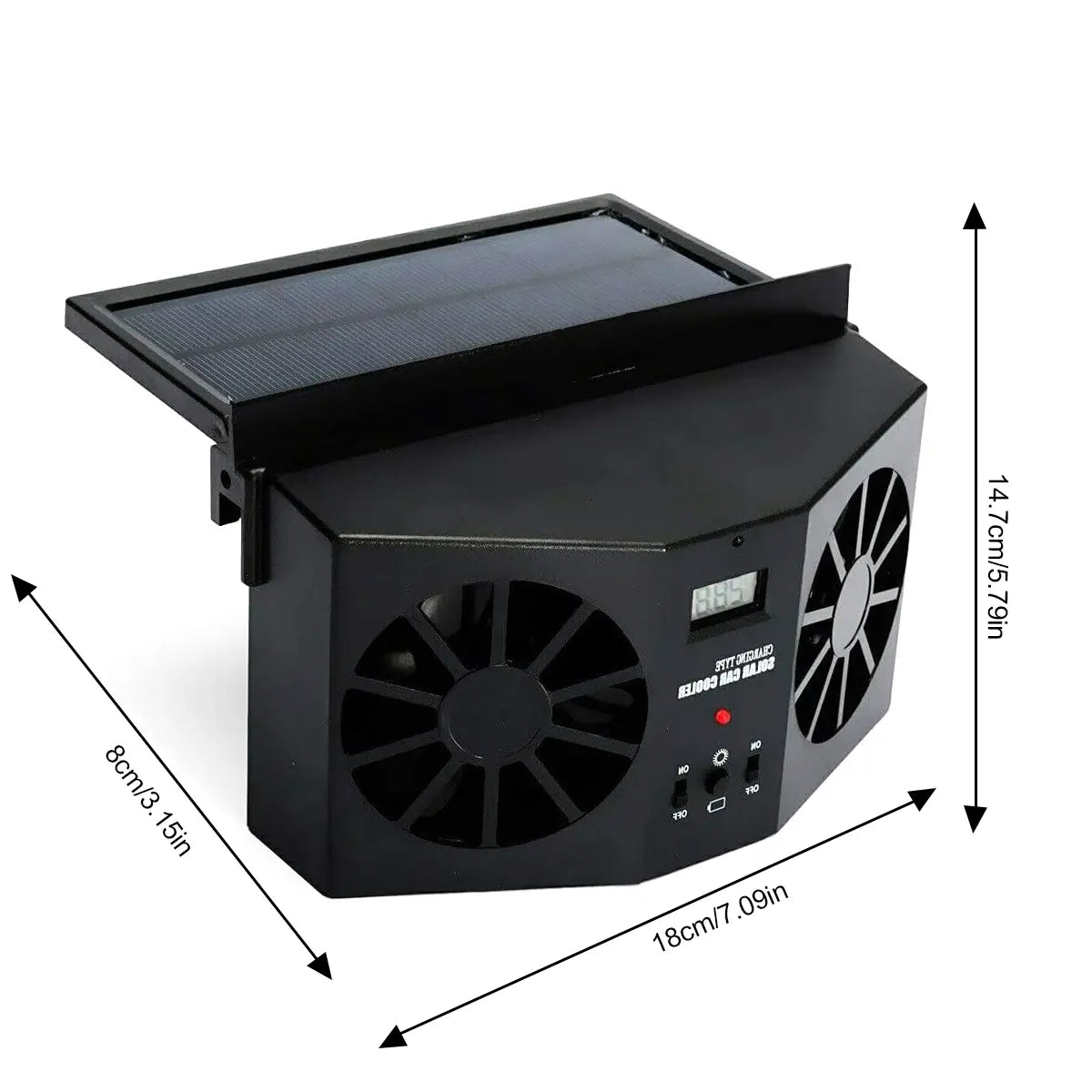 Solar Powered Car Window Exhaust Fan, Dual-Head with Real-Time Temperature Display, No-Drill Installation, High-Speed 4500 RPM, Odor Remover & Air Ventilator for Car Essentials