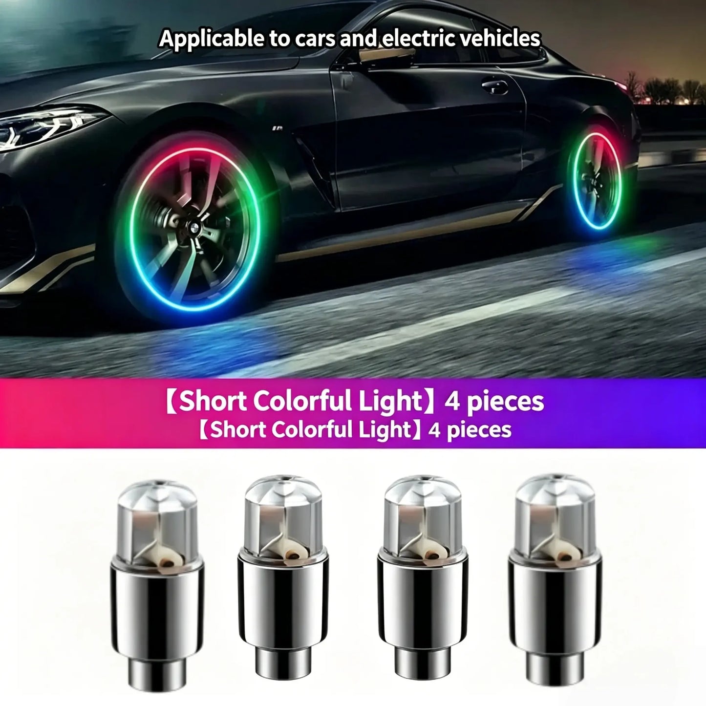 LED Wheel Light Waterproof Luminous Car Tire Valve Caps Vibration-Sensitive LED Tire Valve Cap-Bicycle Car Motorcycle Tire Led