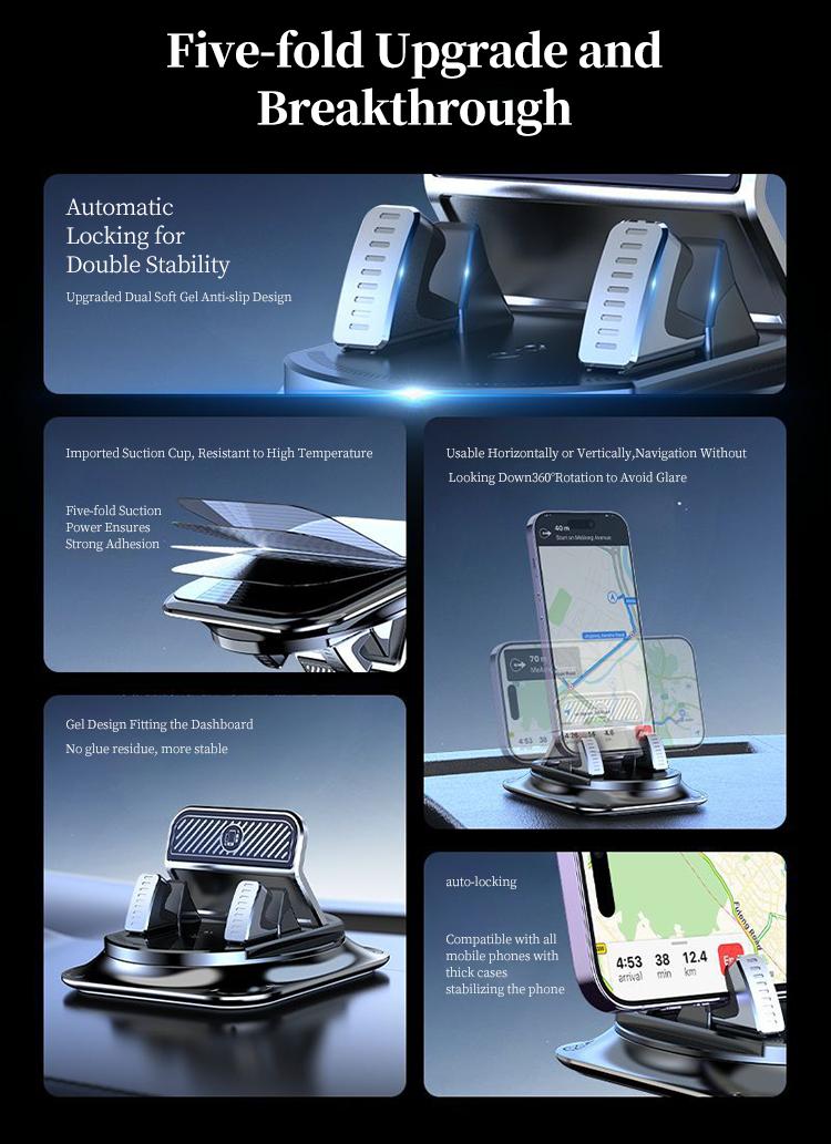Universal Car Phone Holder 360 Degree Rotation, Excellent For Car Navigation, Adjustable for Horizontal and Vertical Screen.