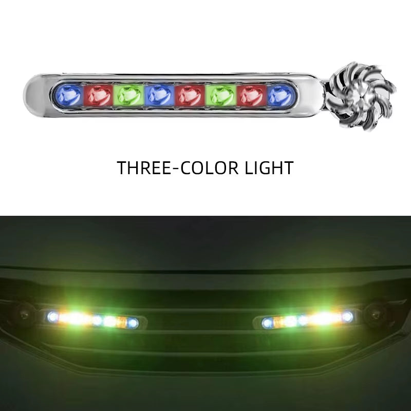 2Pcs Car LED Daytime Headlight with Wind Powered Fan Floodlights Auxiliary Lighting Motorcycle Lamp for Enhanced Visibility
