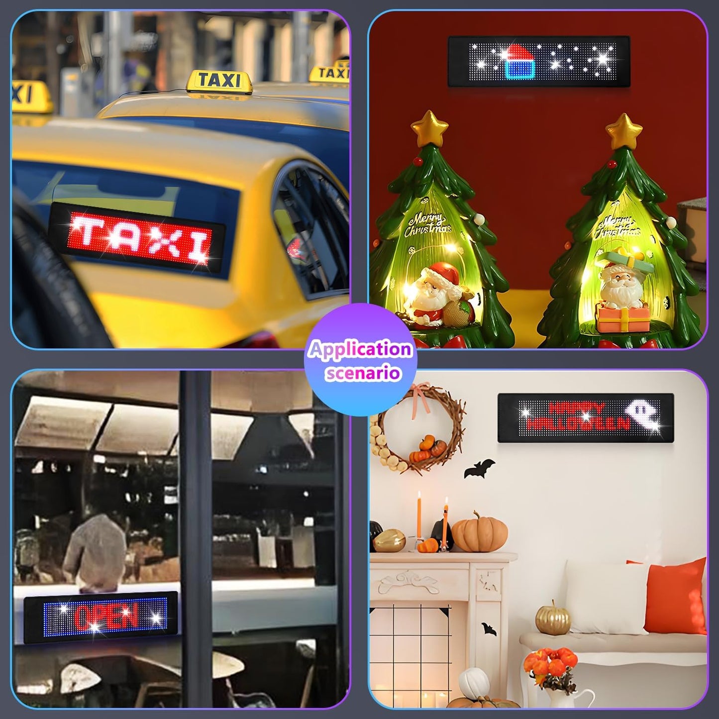 LED Sign, 15''X4'' Programmable LED Sign with Bluetooth APP Control - Huge Bright Scrolling Text/Animations for Car, Store, Christmas Advertising (Pre-Made & Custom Modes)
