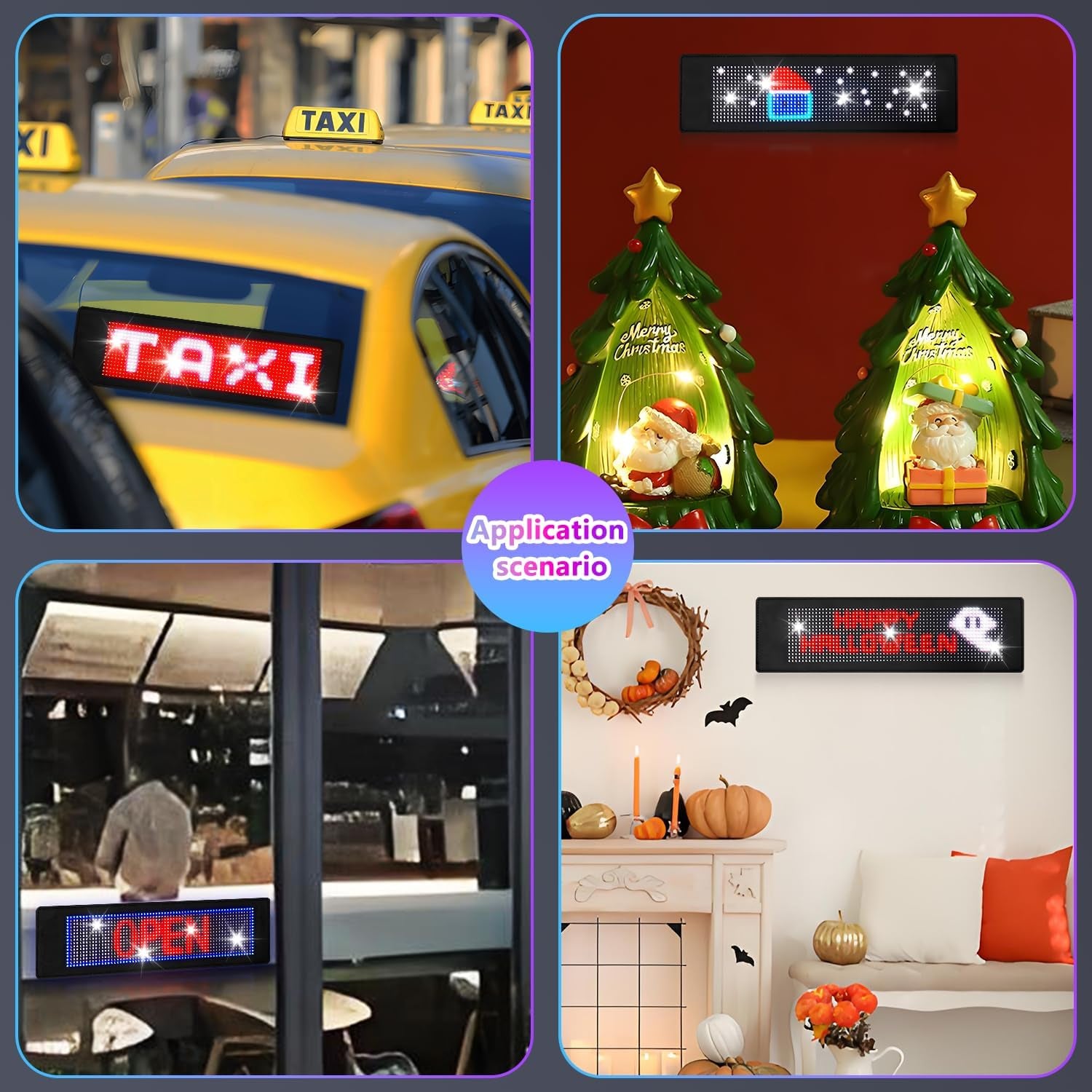 LED Sign, 15''X4'' Programmable LED Sign with Bluetooth APP Control - Huge Bright Scrolling Text/Animations for Car, Store, Christmas Advertising (Pre-Made & Custom Modes)