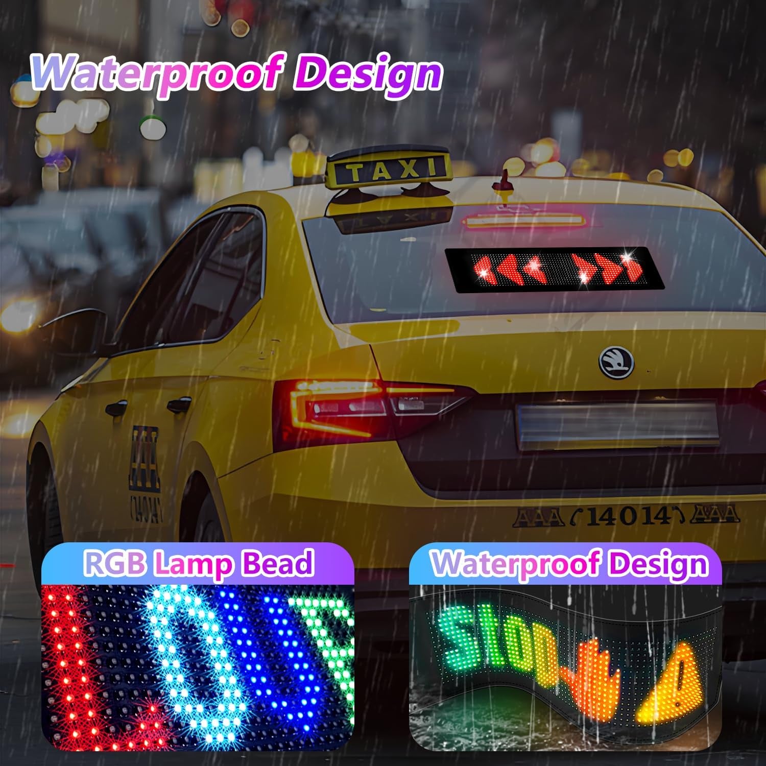 LED Sign, 15''X4'' Programmable LED Sign with Bluetooth APP Control - Huge Bright Scrolling Text/Animations for Car, Store, Christmas Advertising (Pre-Made & Custom Modes)