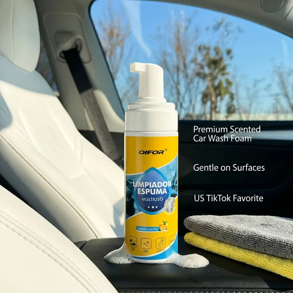 QIFOR 4-In-1 Multi-Enzyme Foam Spray Cleaner - Heavy Duty Deep Cleaning House & Car Detailing Products, Stain Removal for Car Interior & Sofa,Outdoorfun Car Detailer