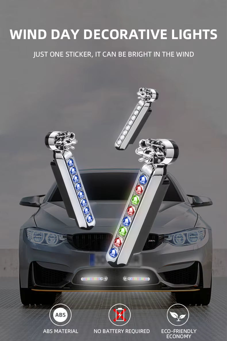 2-Pack Wind-Powered LED Daytime Running Lights — Car & Motorcycle Auxiliary Lamp
