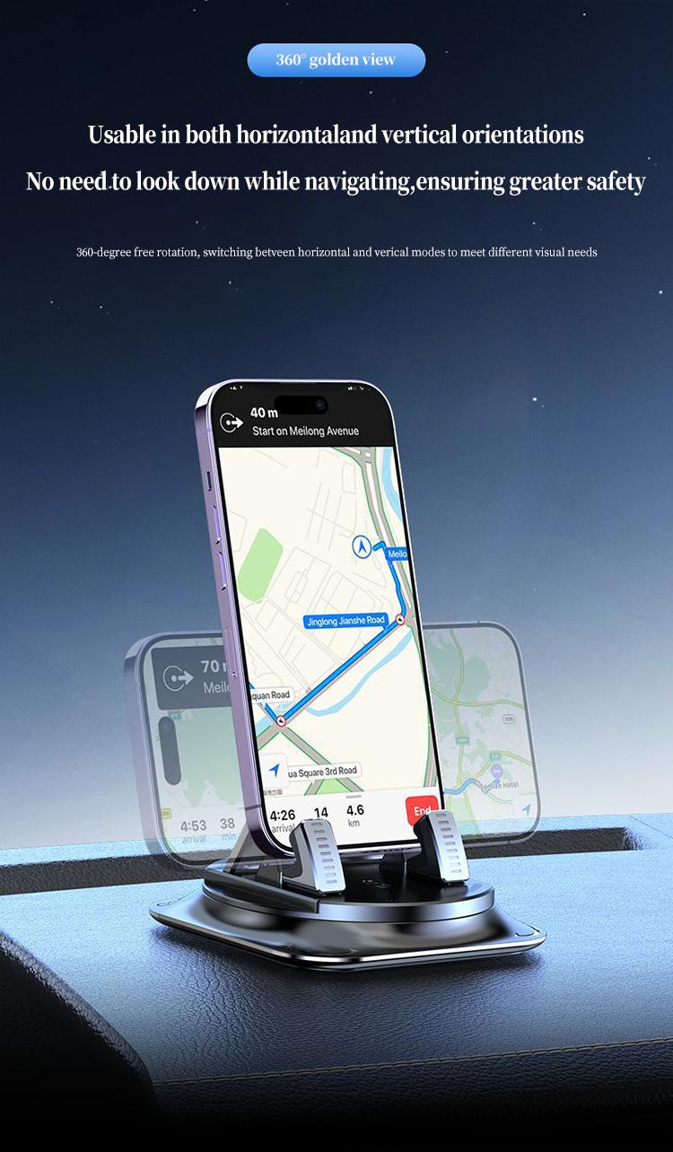 Universal Car Phone Holder 360 Degree Rotation, Excellent For Car Navigation, Adjustable for Horizontal and Vertical Screen.