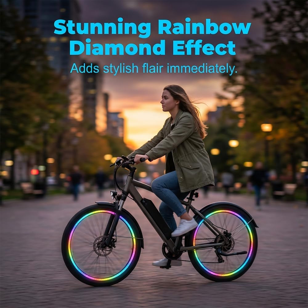 Reflective Car Wheel Rim Stickers, 20 Pcs Night Safety Warning Tape for Cars Motorcycles Bicycles, Waterproof Anti-Scratch PVC Rim Decals, High Visibility for Wheel Side (Prism Rainbow)