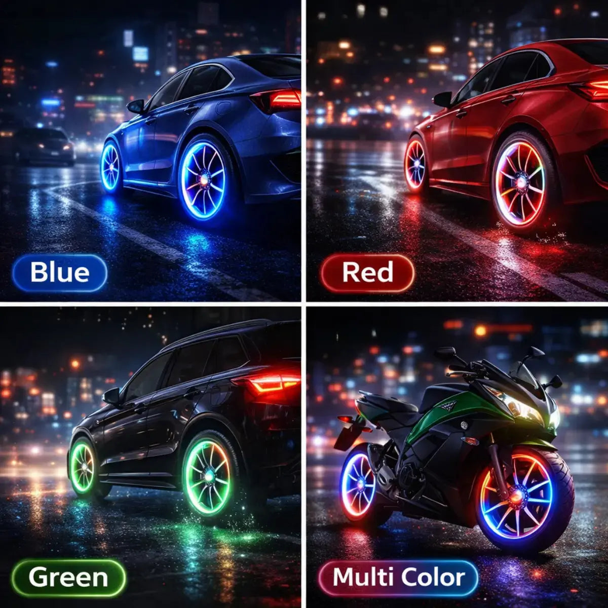 LED Wheel Light Waterproof Luminous Car Tire Valve Caps Vibration-Sensitive LED Tire Valve Cap-Bicycle Car Motorcycle Tire Led