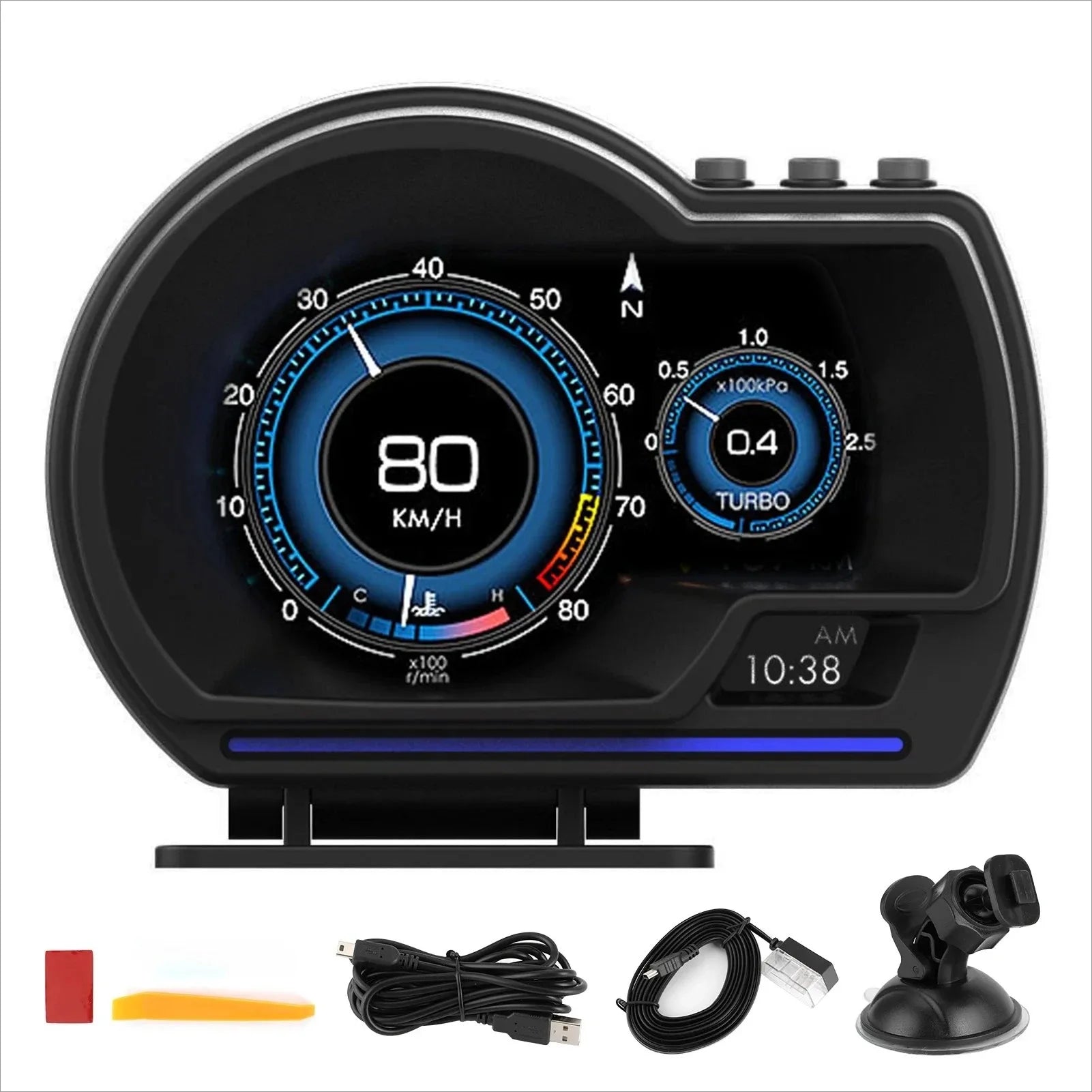 Smart Gauge HUD OBD2 Diagnostic Scanner GPS Speedometer Turbo RPM Alarm HD Display for SUV Car Truck