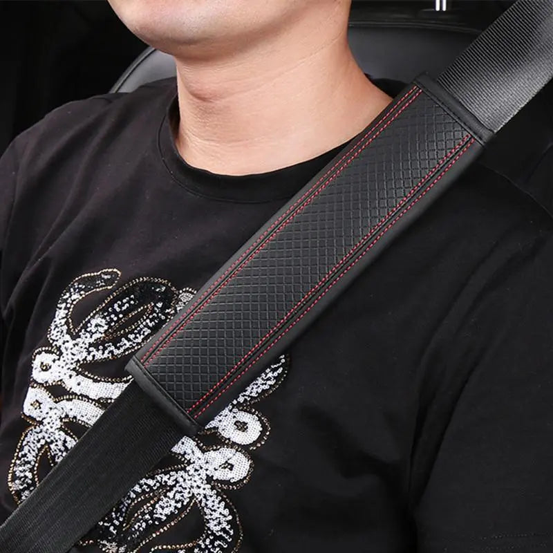 Car Seat Belt Shoulder Pad, 2 Counts/Set PU Leather Embossed Car Seat Belt Covers, Car Interior Accessories, Car Interior Decoration, Aesthetic Car Accessory, Universal Car Accessories