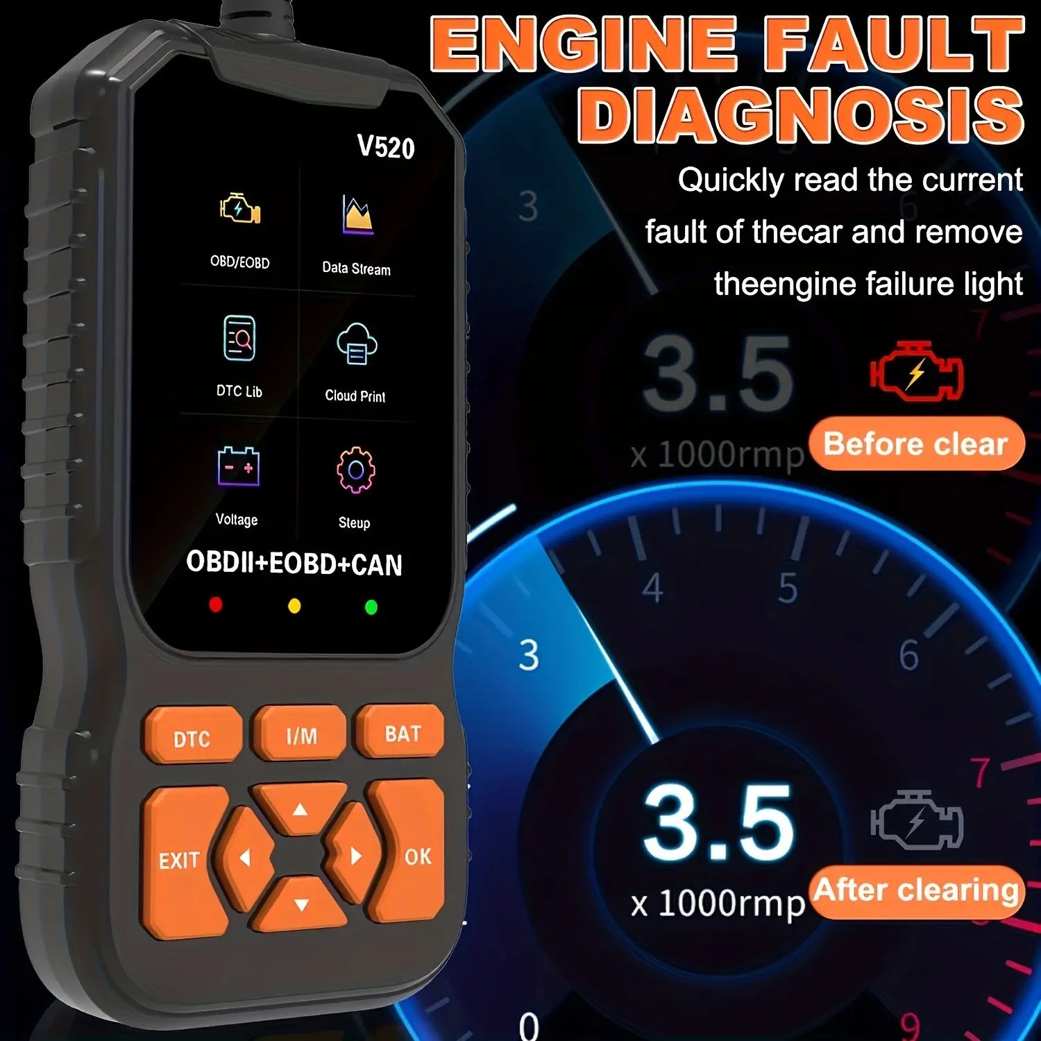 OBD2 Scanner Live Data Professional Mechanic OBDII Diagnostic Code Reader Tool for Check Engine Light Cloud Printing Daul UI Mode #Fathersdaygift Fathersdaygift