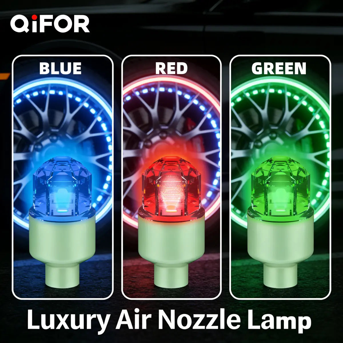 QIFOR LED Wheel Light Waterproof Luminous Car Tire Valve Caps Vibration-Sensitive LED Tire Valve Cap-Bicycle Car Motorcycle Tire Led