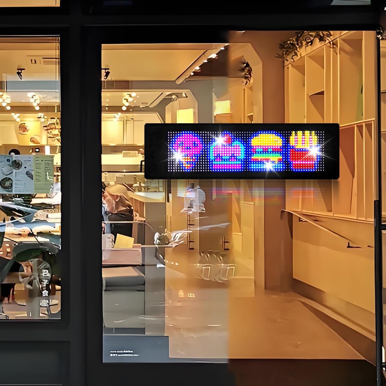 LED Sign, 15''X4'' Programmable LED Sign with Bluetooth APP Control - Huge Bright Scrolling Text/Animations for Car, Store, Christmas Advertising (Pre-Made & Custom Modes)